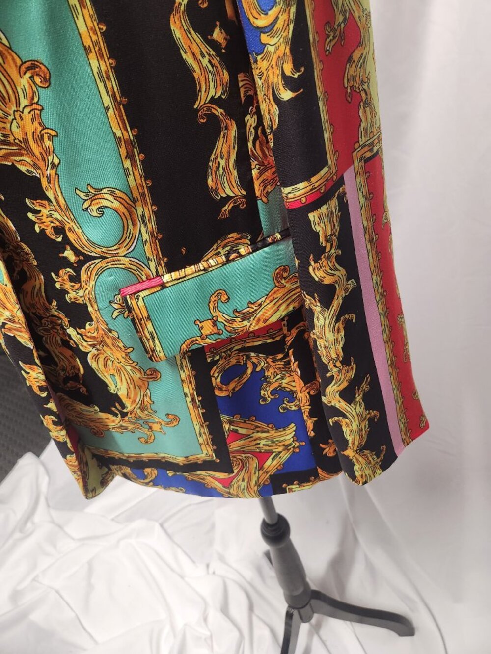 INDUSTRY Baroque Print Blazer S/P Colorful Statement Jacket Chain Print Bold - Picture 3 of 7